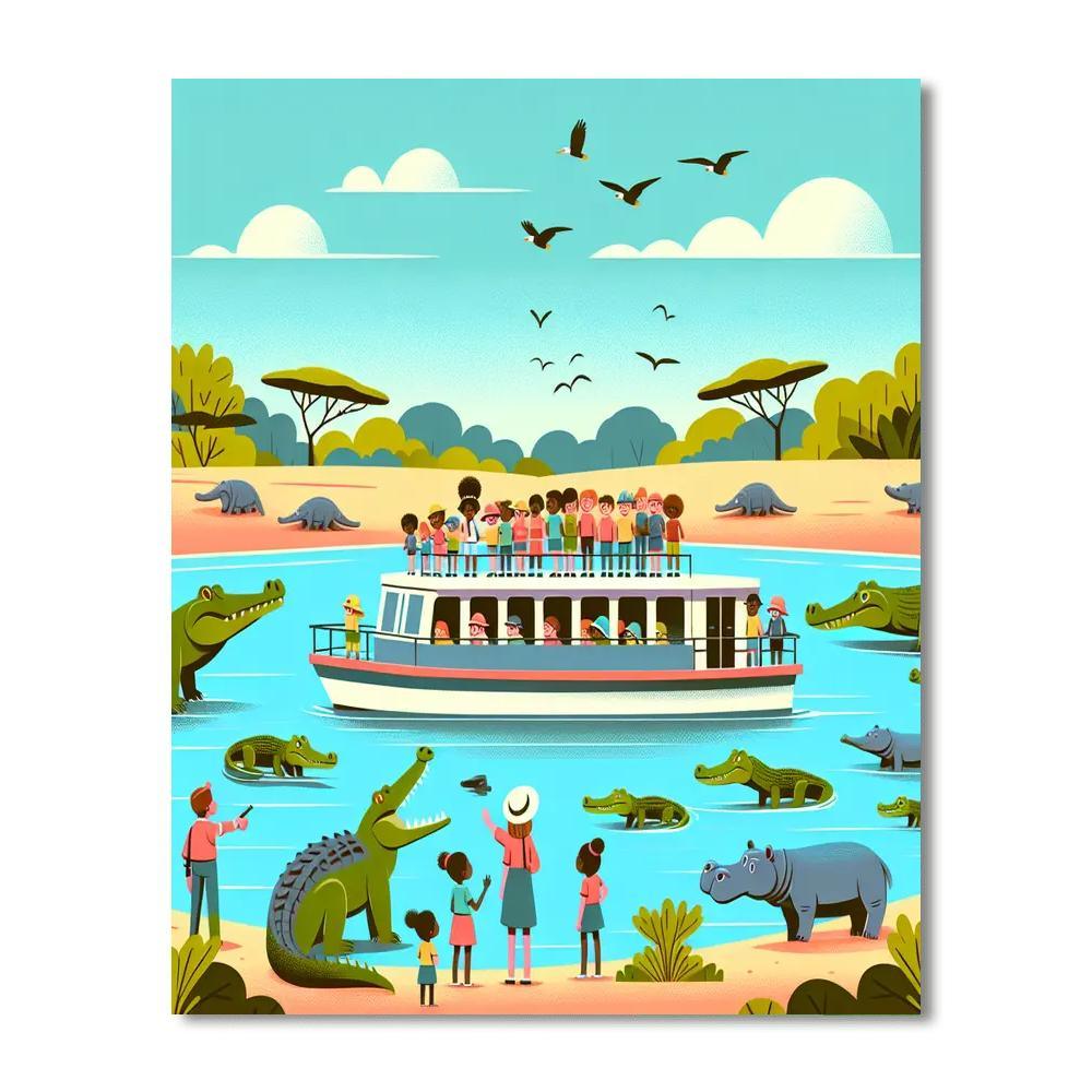 Safari River Cruise Paint By Numbers Art