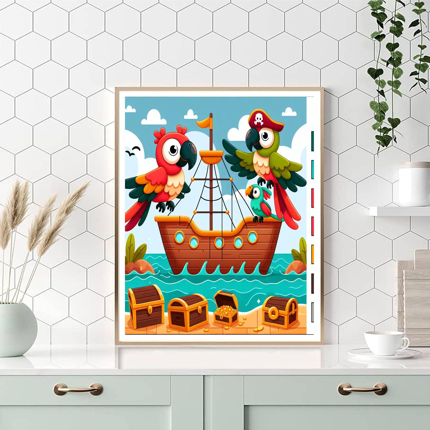 Pirate Parrots Paint By Numbers