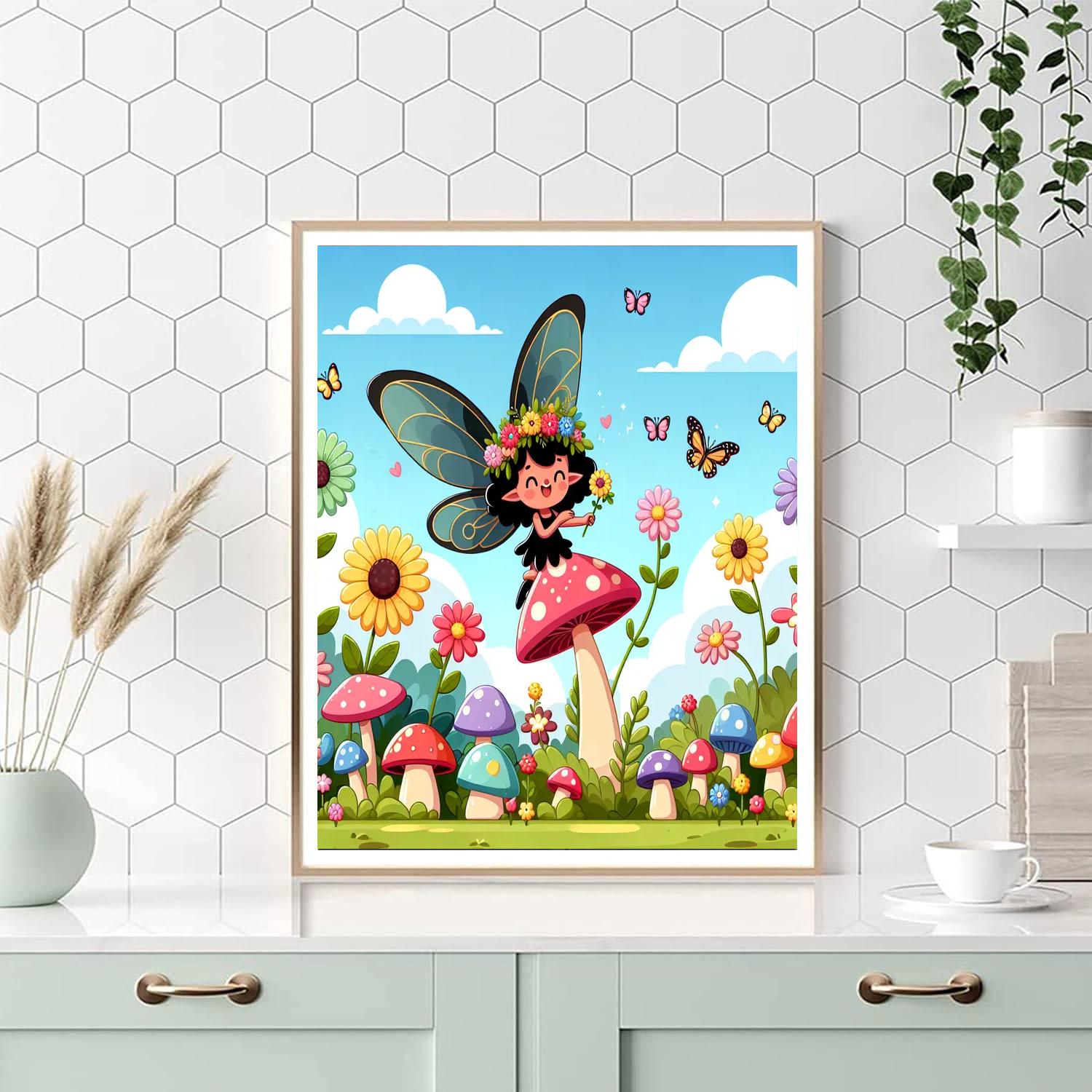 Cheerful Fairy Garden Painting Number Kit