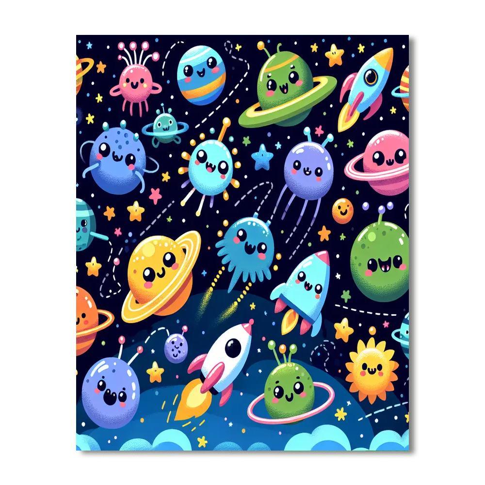 Colorful Outer Space Adventure Paint By Numbers Art