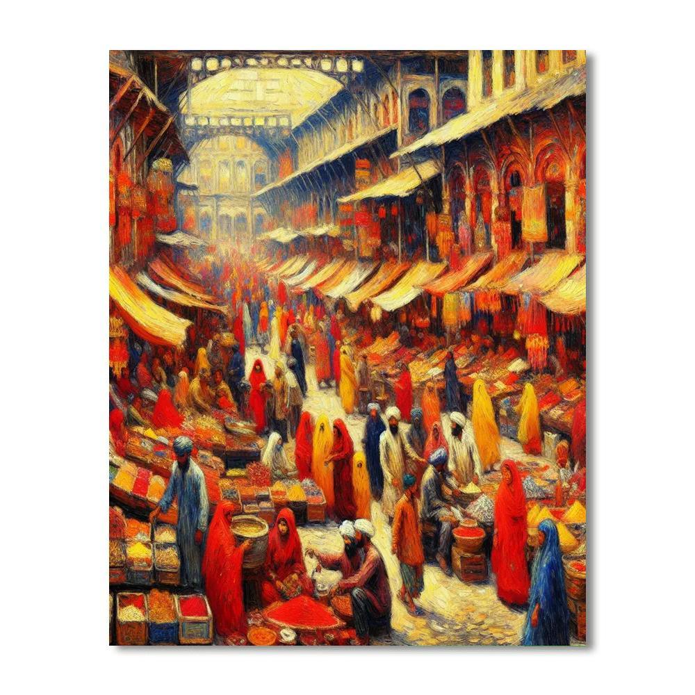 Lively Market Day Delight Paint By Numbers Art