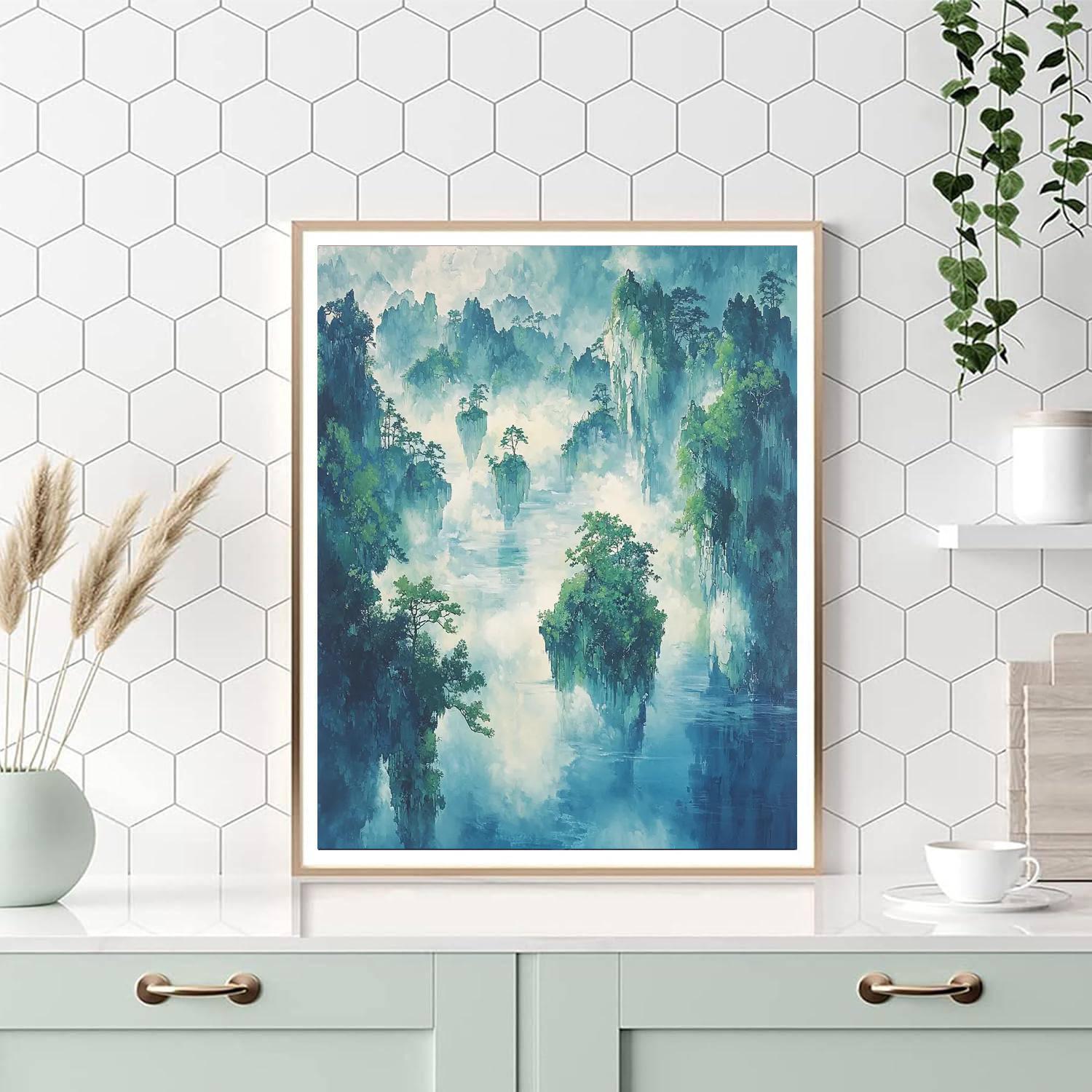 Zhao Mengfu Inspired Essence Of Floating Islands  Paint By Color