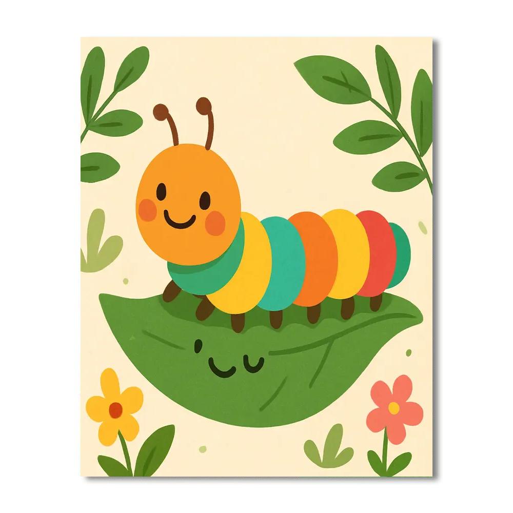 Colorful Caterpillar Crew Paint By Numbers Art