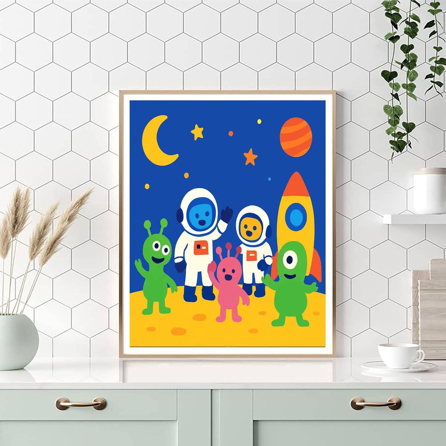 Space Aliens And Astronauts Painting By Numbers Kit