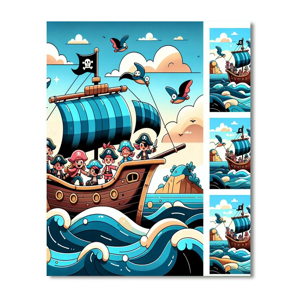 Pirate Adventure On Treasure Island Number Painting