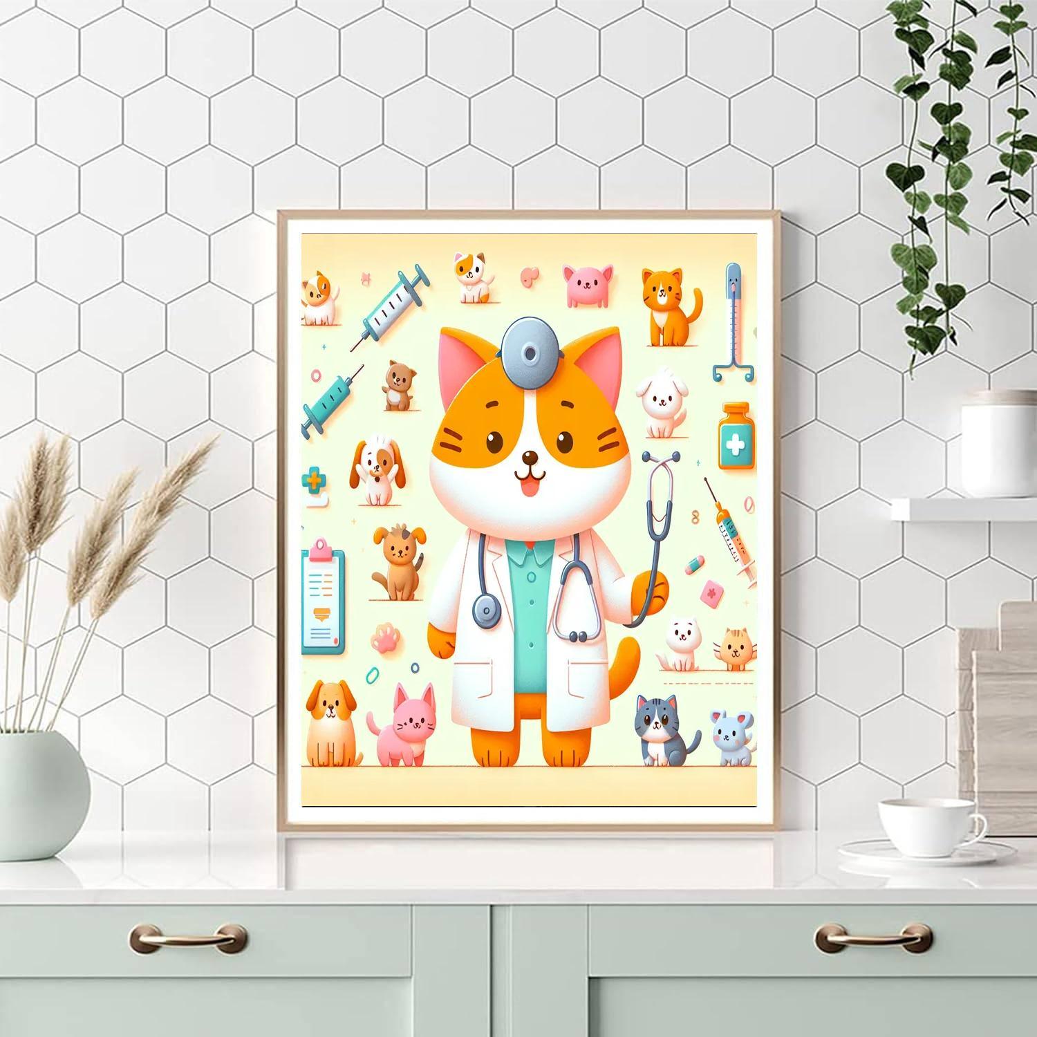 Caring Vet Cat Number Painting