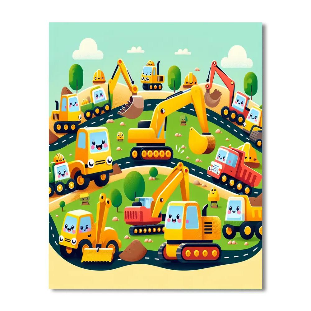 Exciting Excavators Painting Number Kit