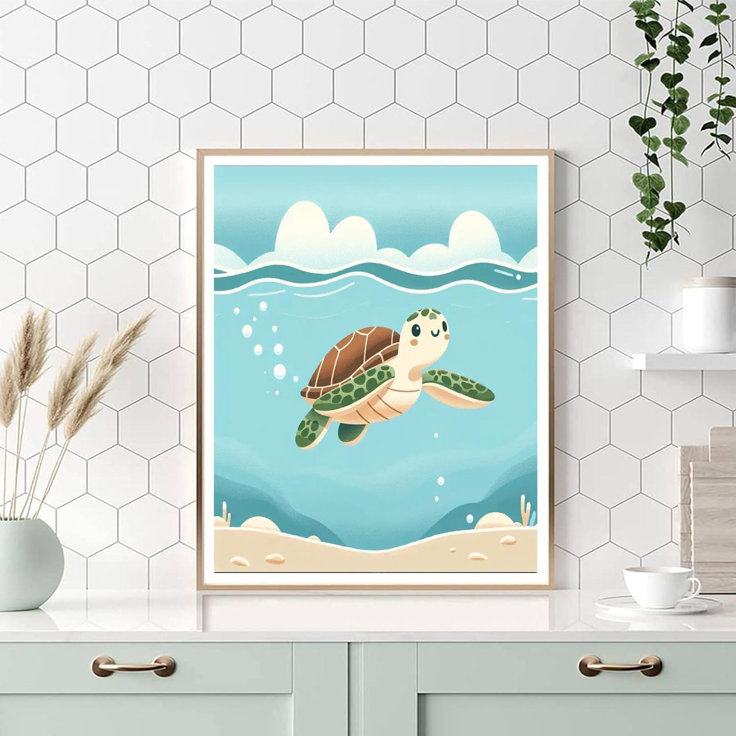 Shimmering Sea Turtle Sojourn Number Painting
