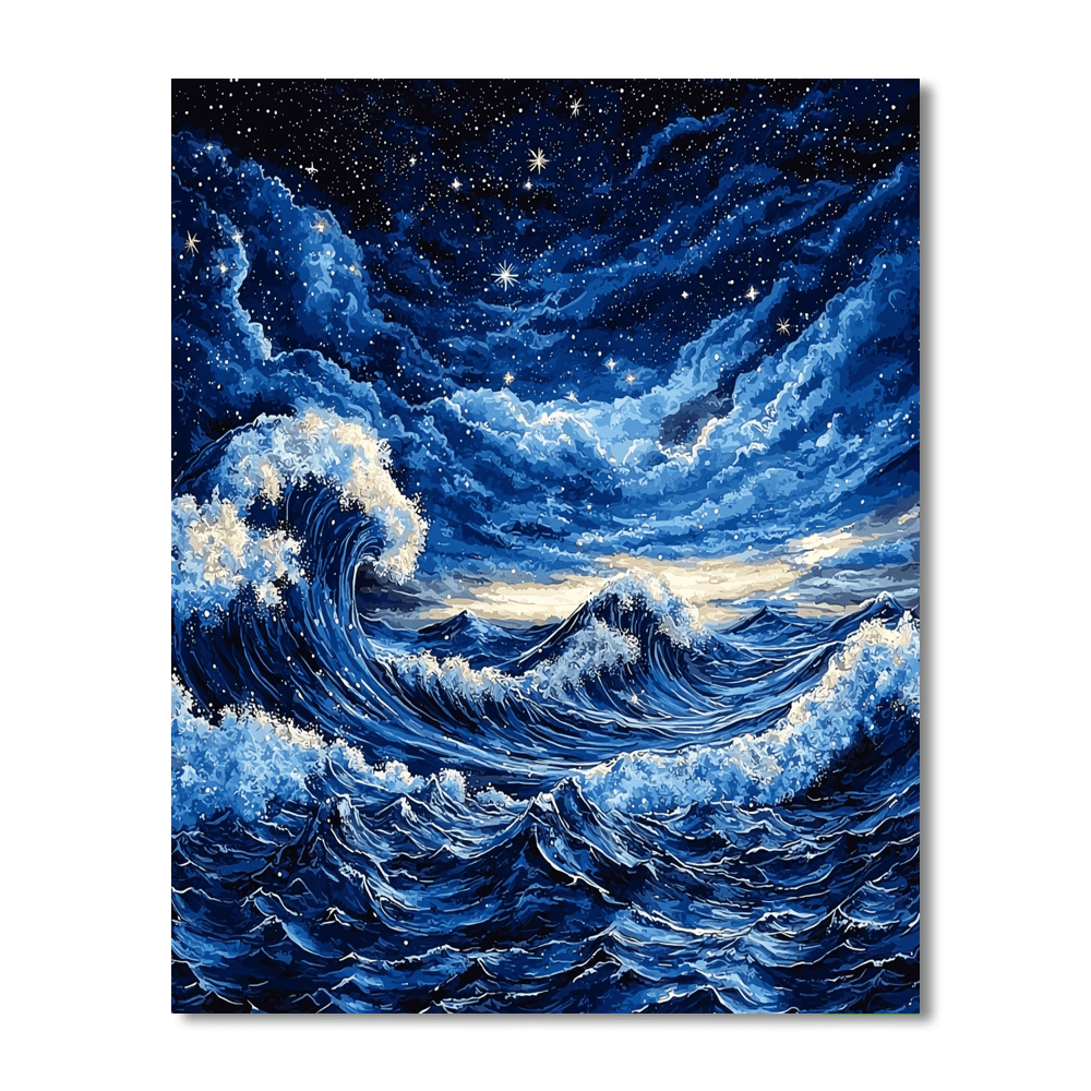 Katsushika Hokusai Inspired Hokusai's Galactic Waves  Paint By Numbers Kits