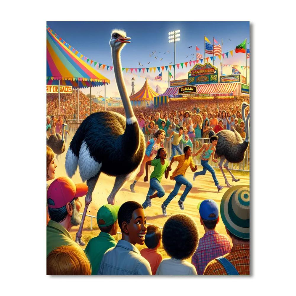 Ostrich Festival Painting By Numbers Kit
