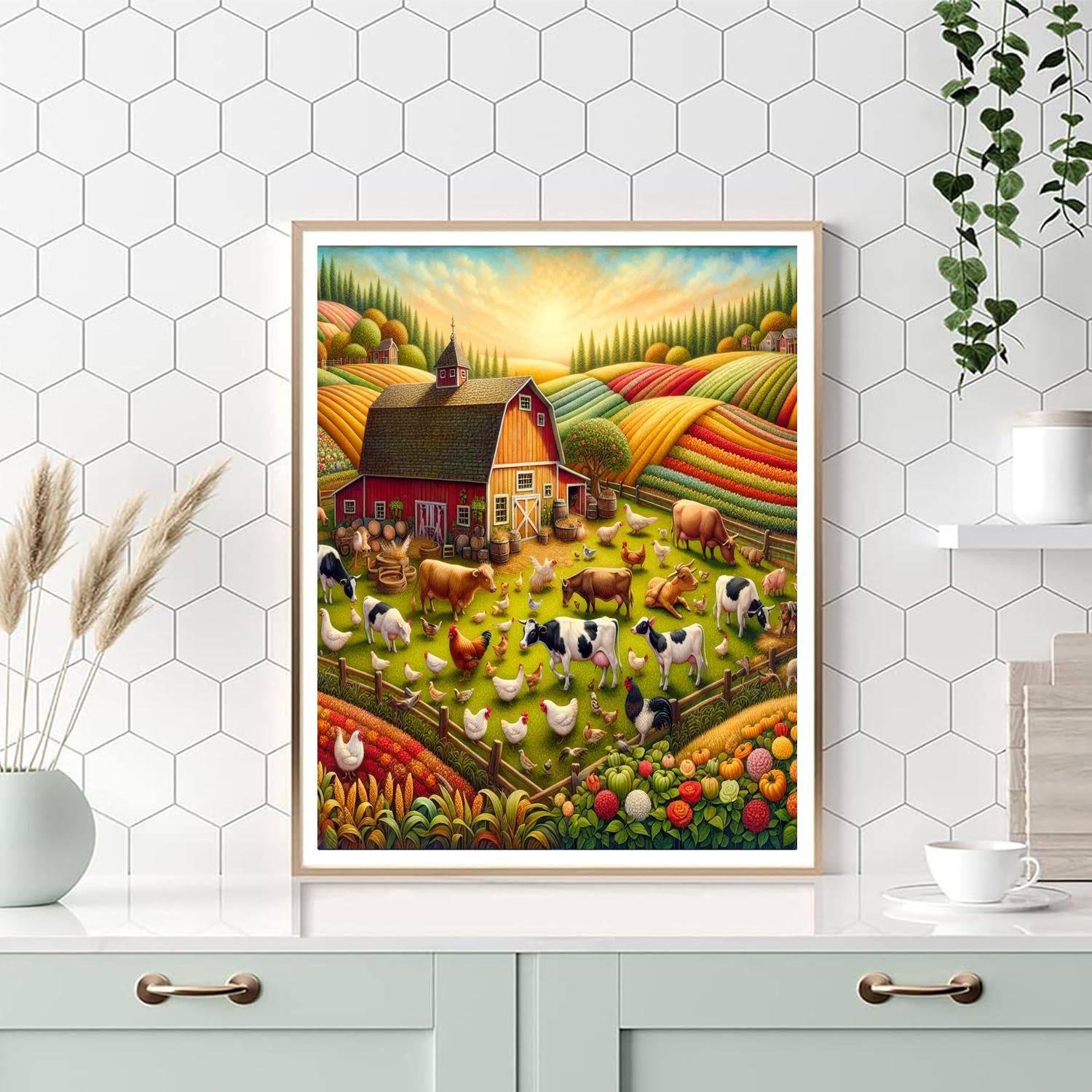 Joyful Farm Scene Numbered Painting Kits