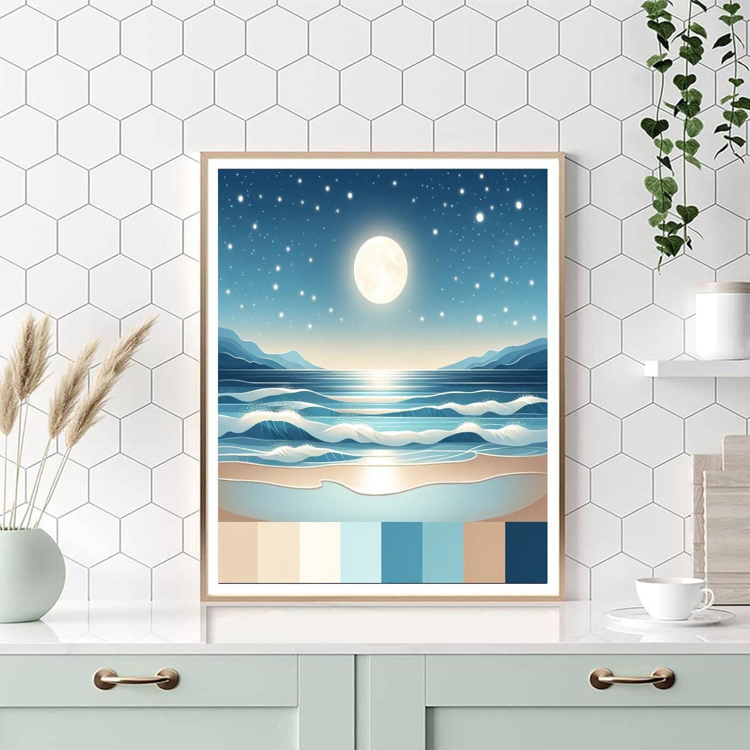 Dreamy Moonlit Beach DIY Paint By Numbers