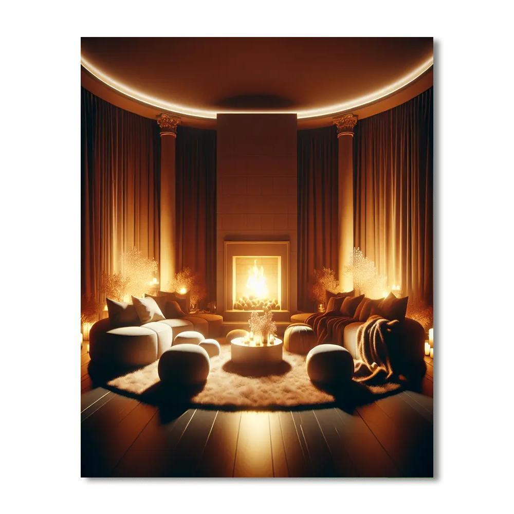 Cozy Fireplace Gathering Numbered Painting Kits