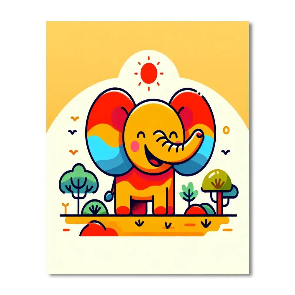 Funky Elephant Safari Numbered Painting Kits