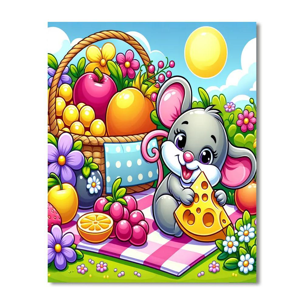 Silly Picnic Mouse DIY Paint By Numbers