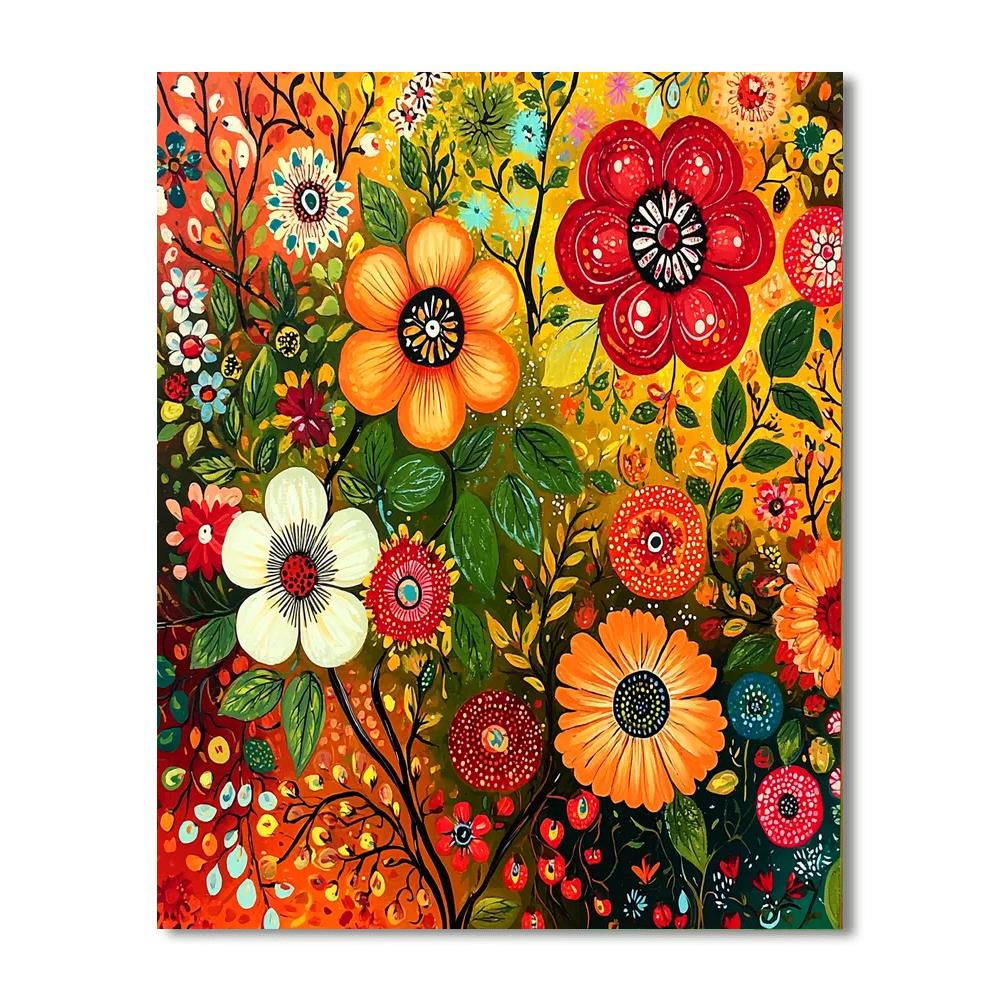 Frida Kahlo Inspired Cultural Blossoms  Paint By Color