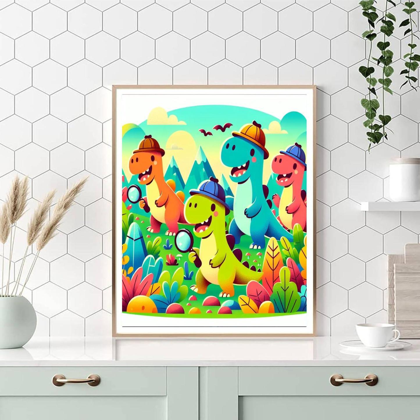 Dinosaur Detective Club Paint By Numbers Art