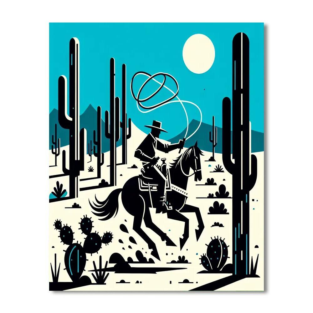 Wild West Cowboy Ride DIY Paint By Numbers