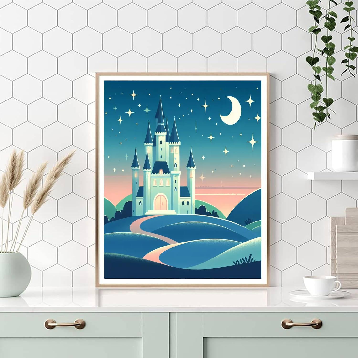 Starlit Castle Keep Paint By Numbers Art