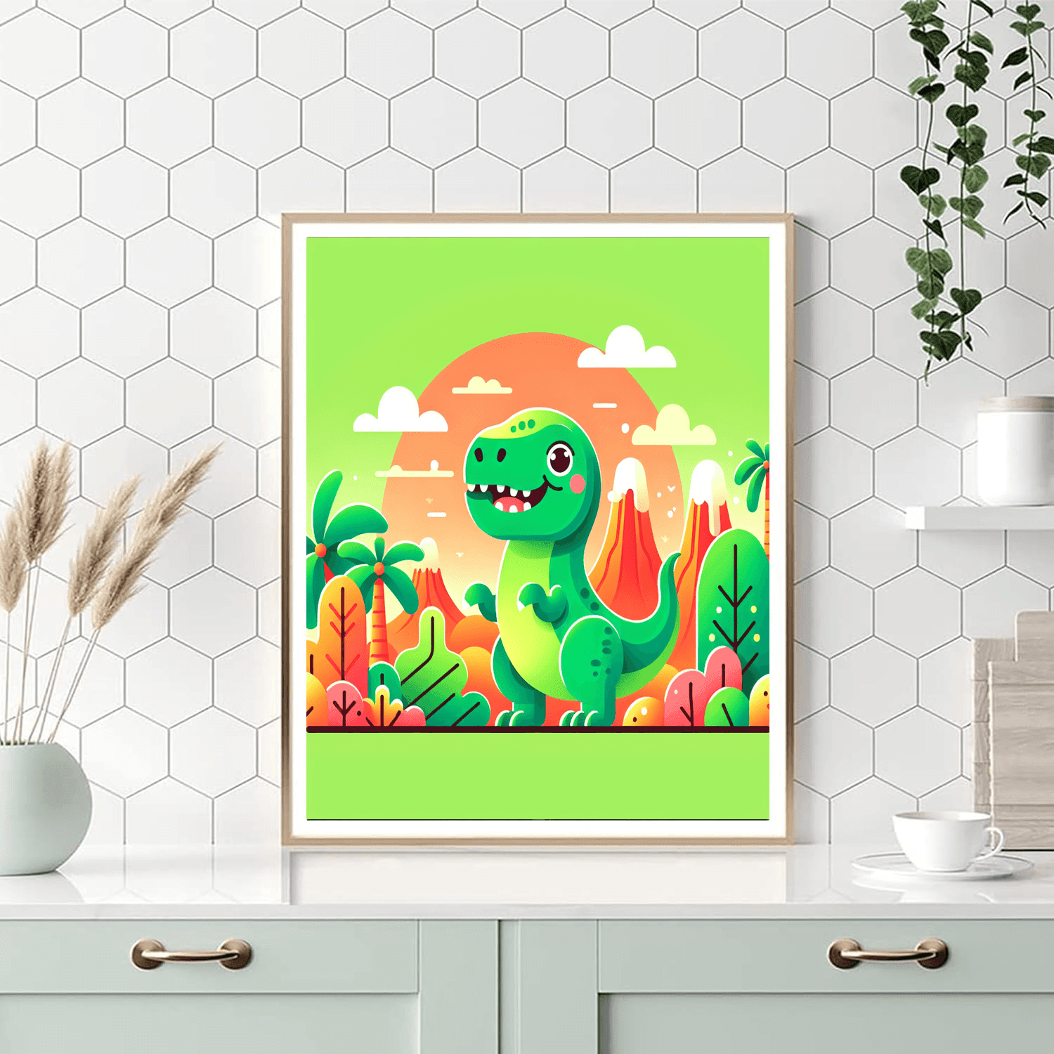 Sunny T-rex Number Painting