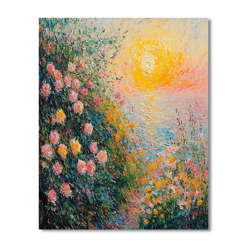 Claude Monet Inspired Sunset In Blooms  Paint By Numbers Art