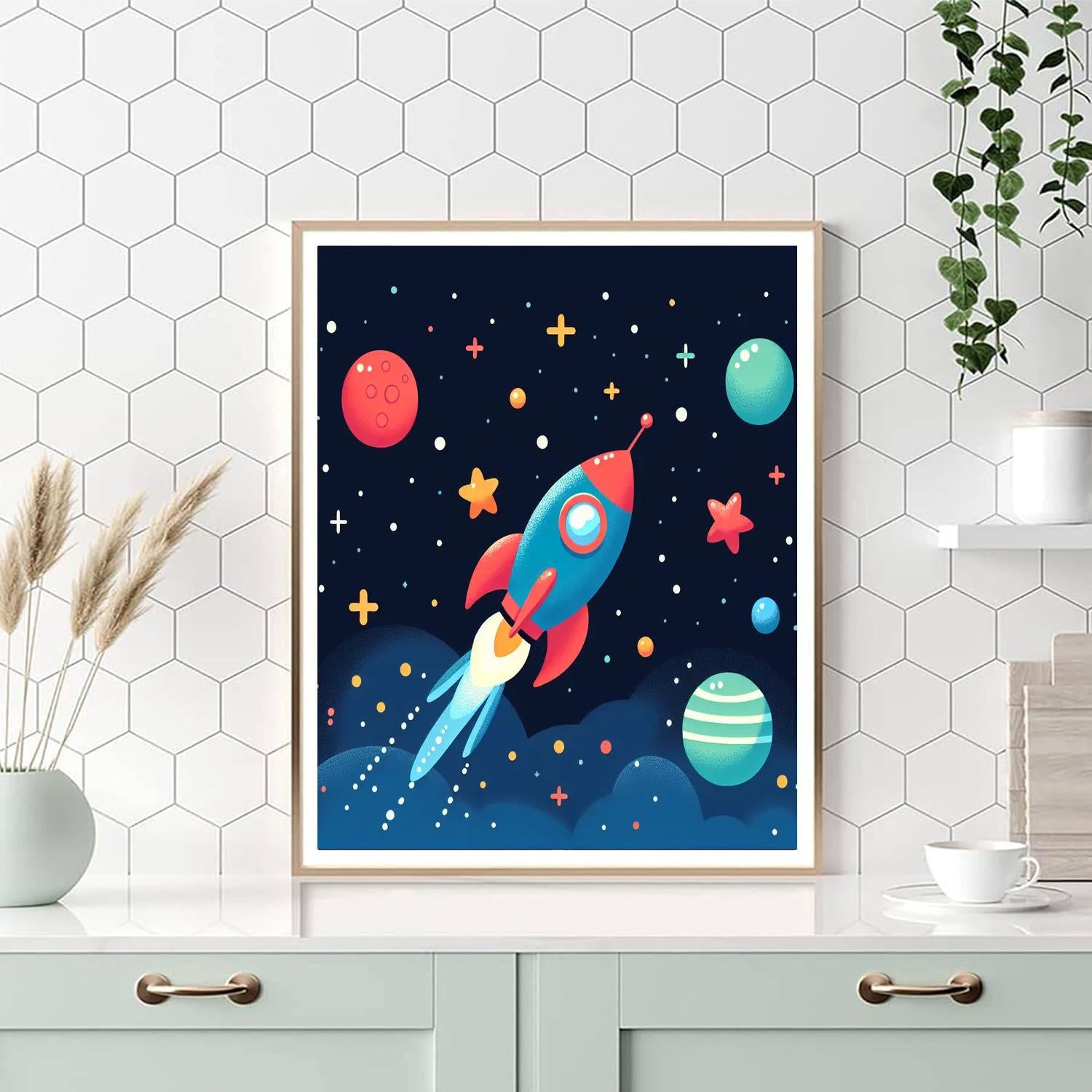 Cosmic Rocket Journey Number Painting