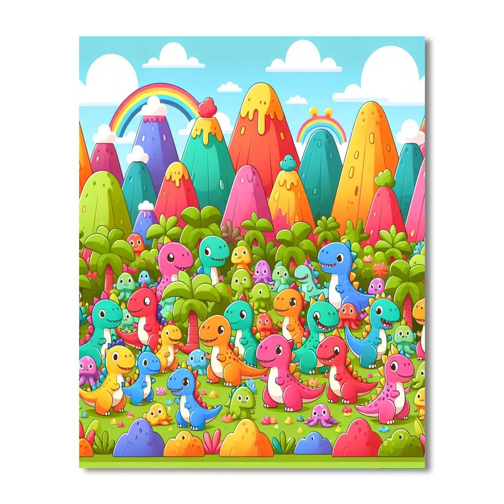 Cute Dinosaurs Painting Number Kit