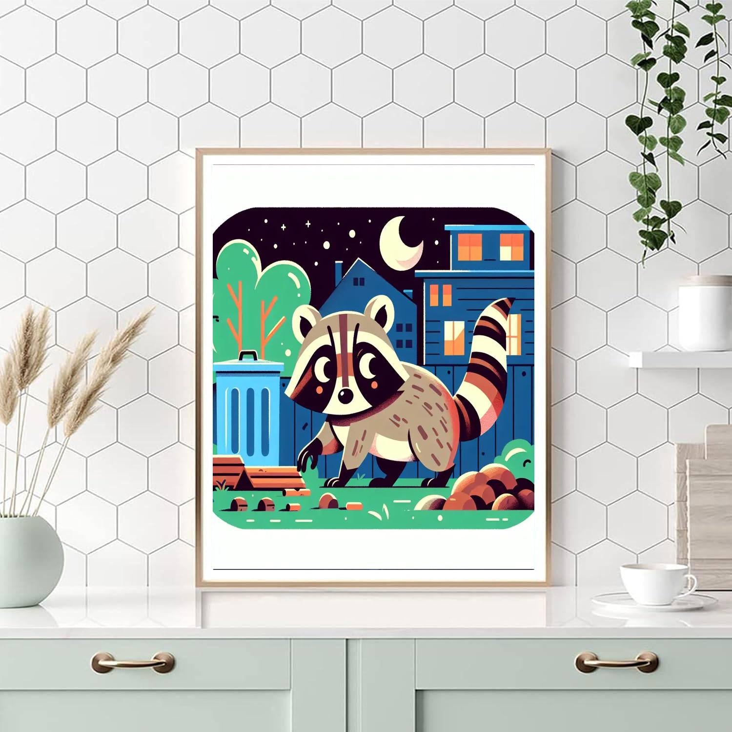 Mischievous Raccoon Escapade Number Painting