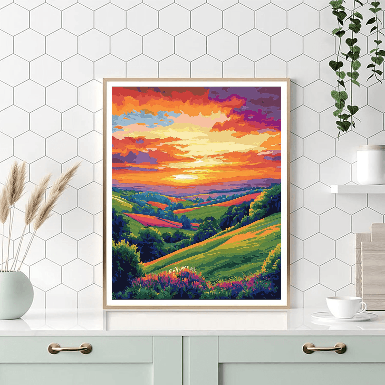 John Constable Inspired Sunset Over Hills  Paint By Numbers Kits