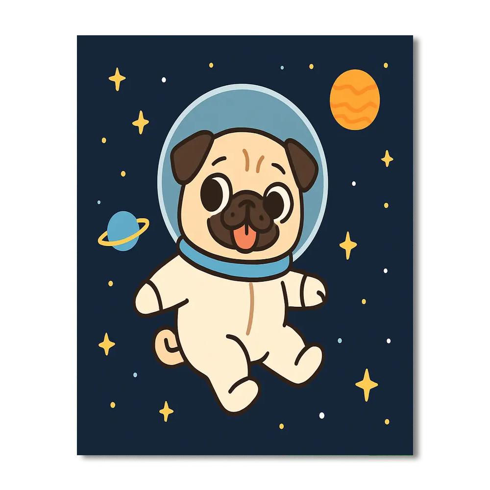 Astronaut Pug Numbered Painting Kits
