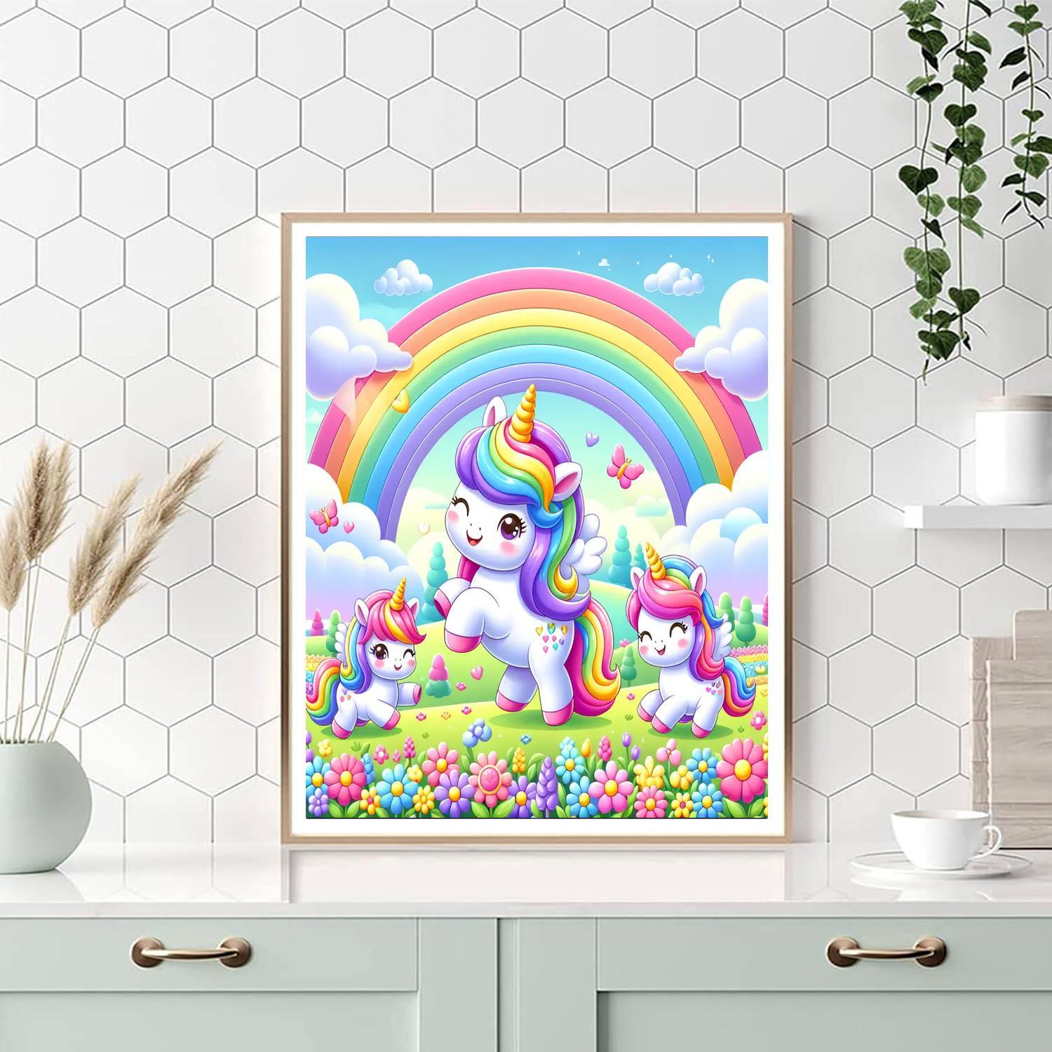 Friendly Unicorn Parade Paint By Numbers Art