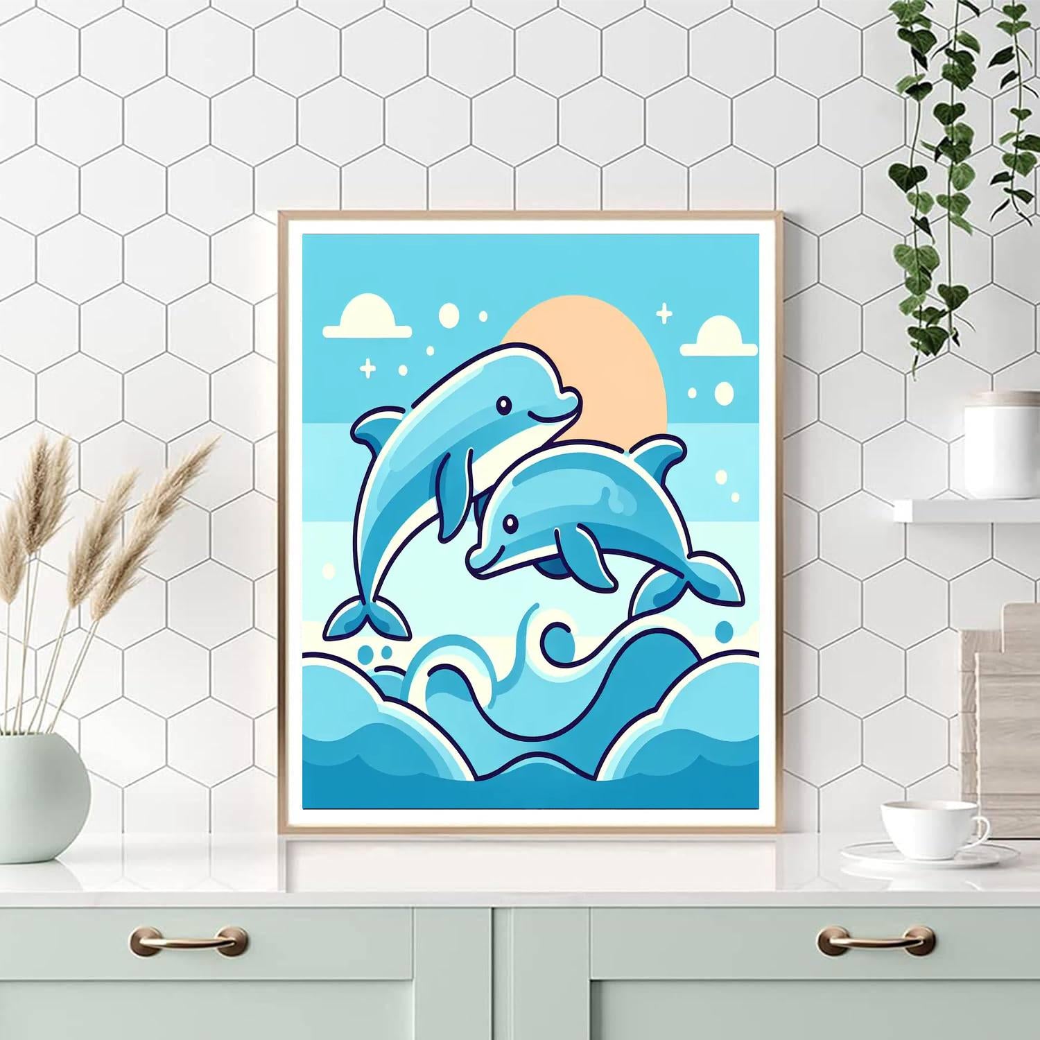 Underwater Dolphin Show Painting By Numbers Kit