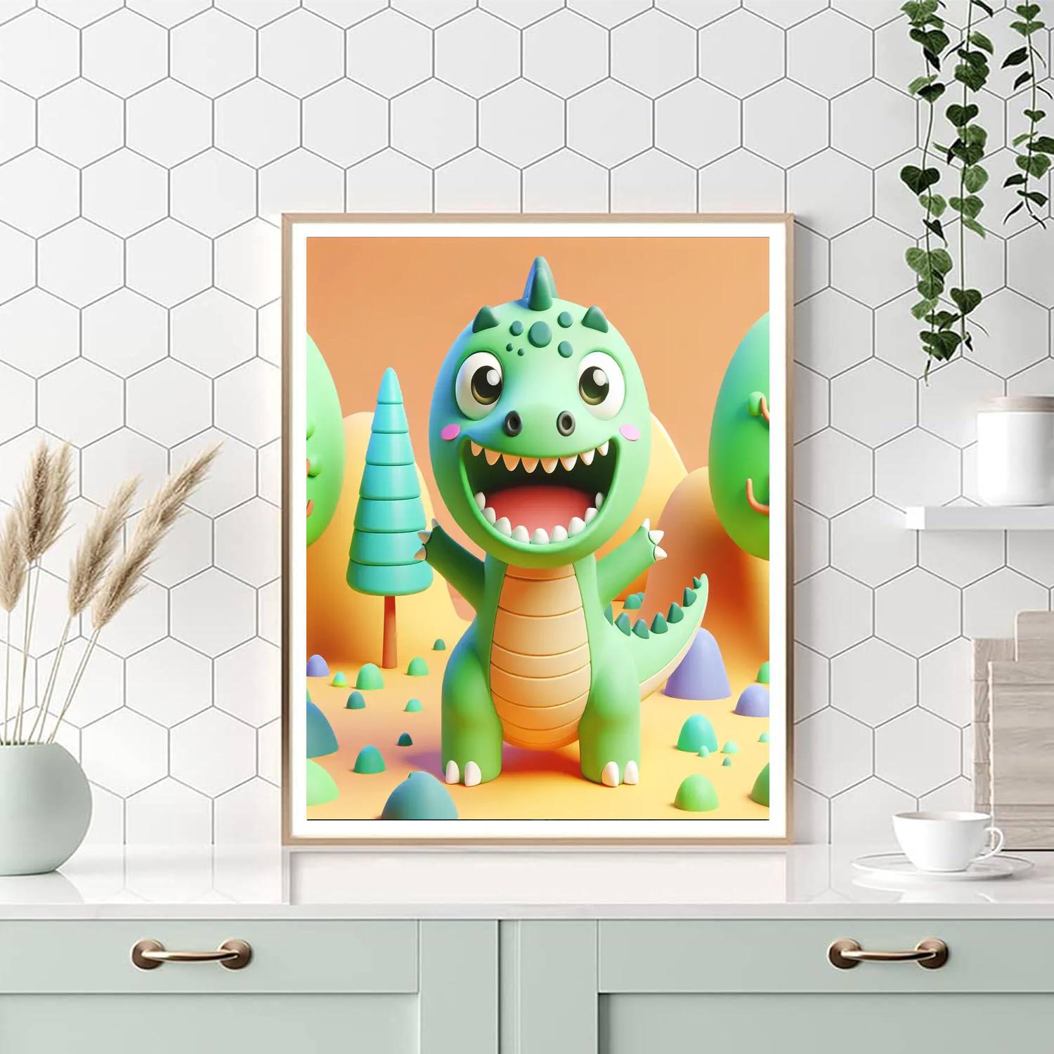 Giggly Dinosaur Paint By Number