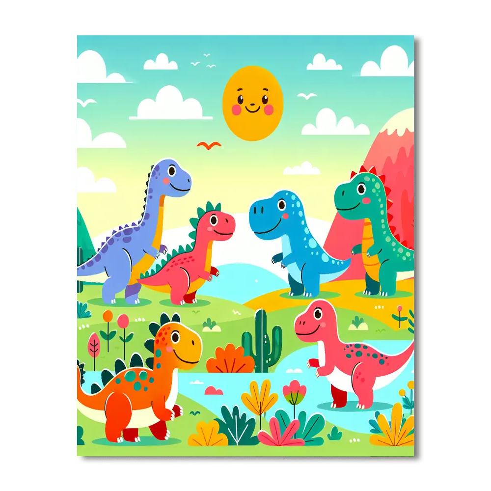 Friendly Dinosaurs In Adventureland DIY Paint By Numbers