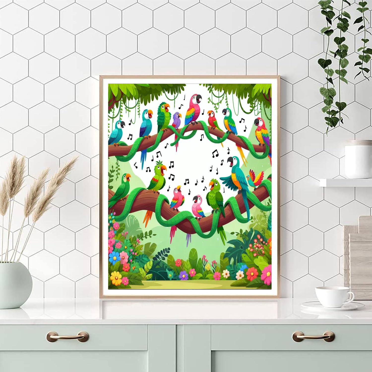 Jungle Parrot Parade Number Painting