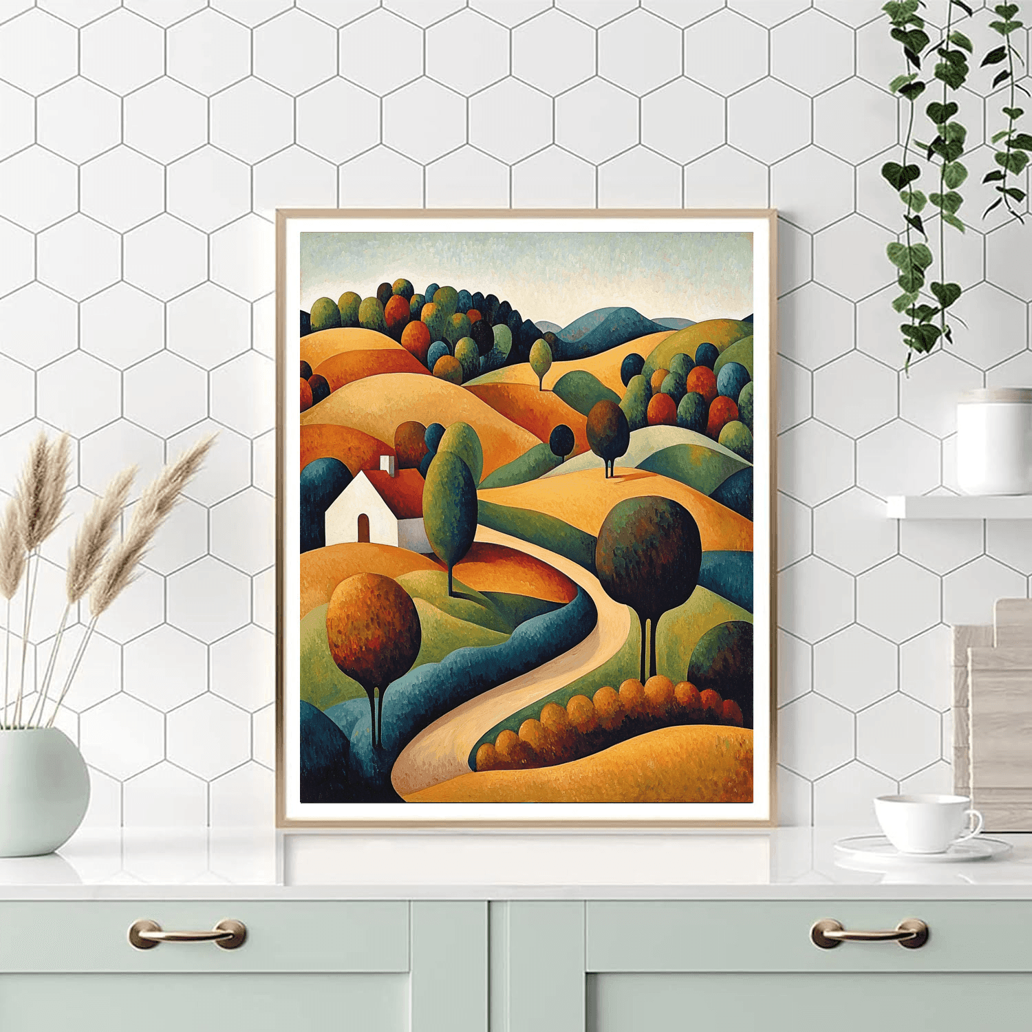 Juan Gris Inspired Cubist Rural Idyllic  Paint By Number