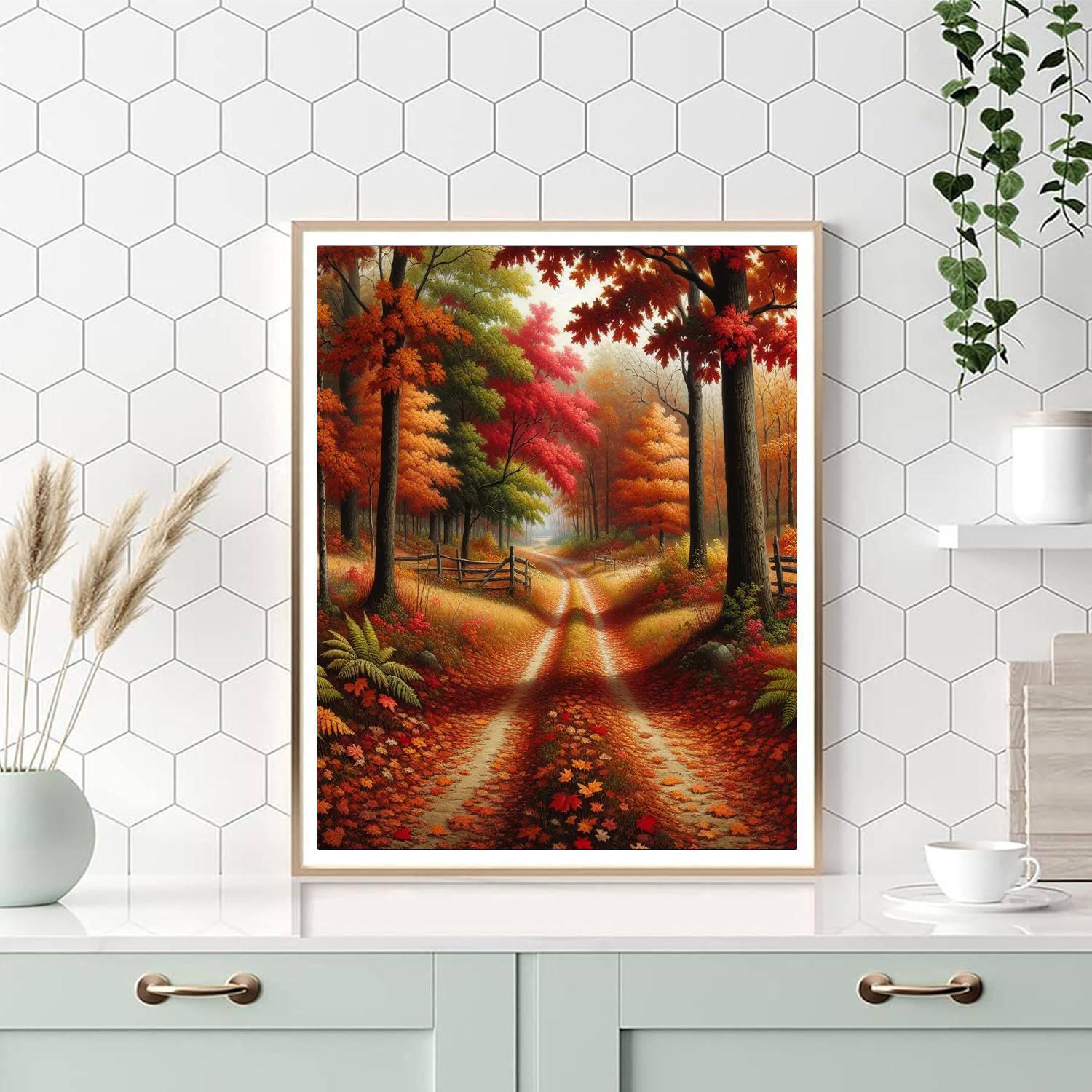 Rustic Autumn Pathway DIY Paint By Numbers