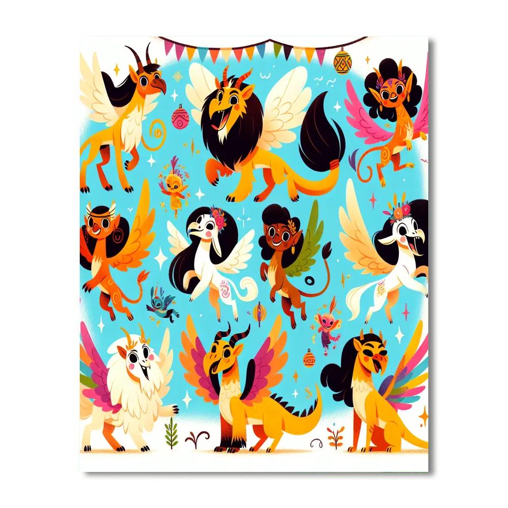 Fantasy Fauna Fiesta Paint By Numbers Art