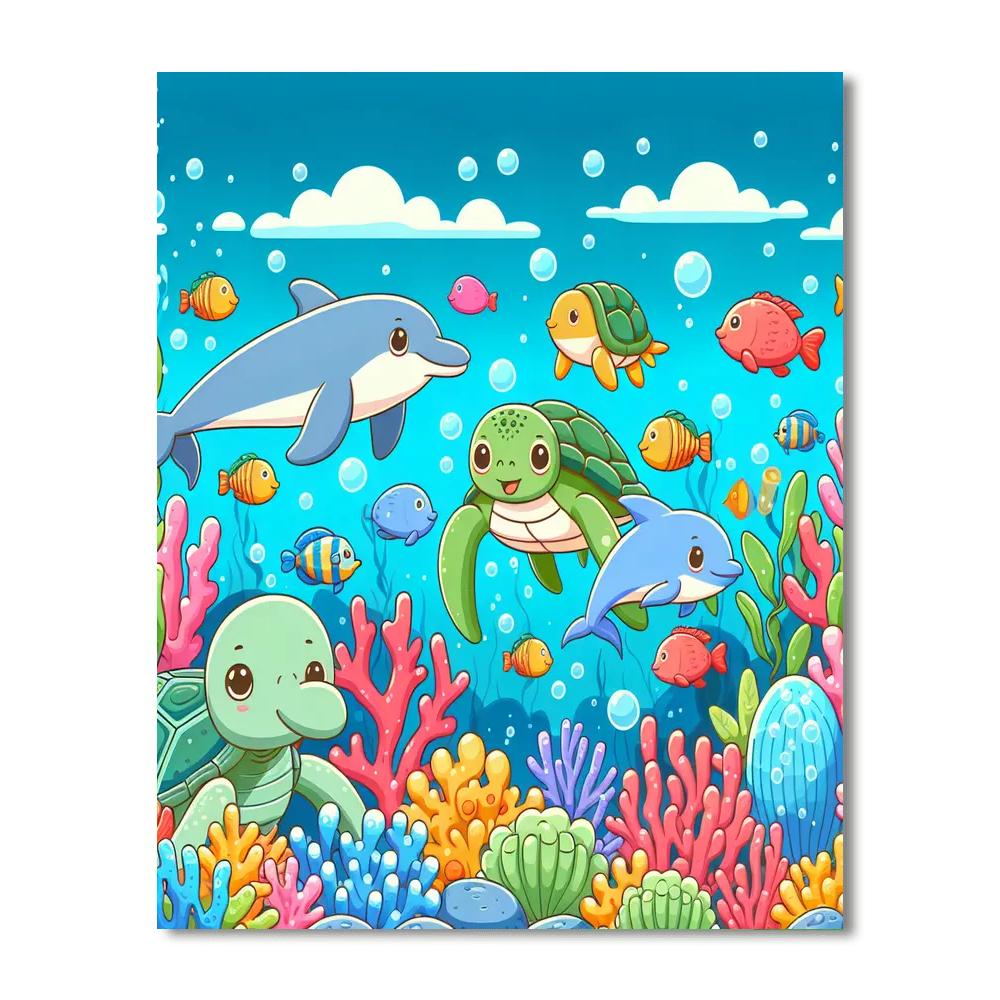 Colorful Creatures Of The Sea Painting Number Kit