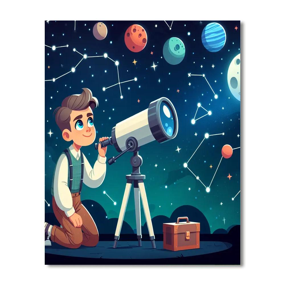 Astronomer's Stargazing Night Painting Number Kit