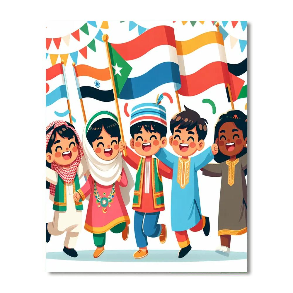 Colorful Parade Of Cultures Number Painting