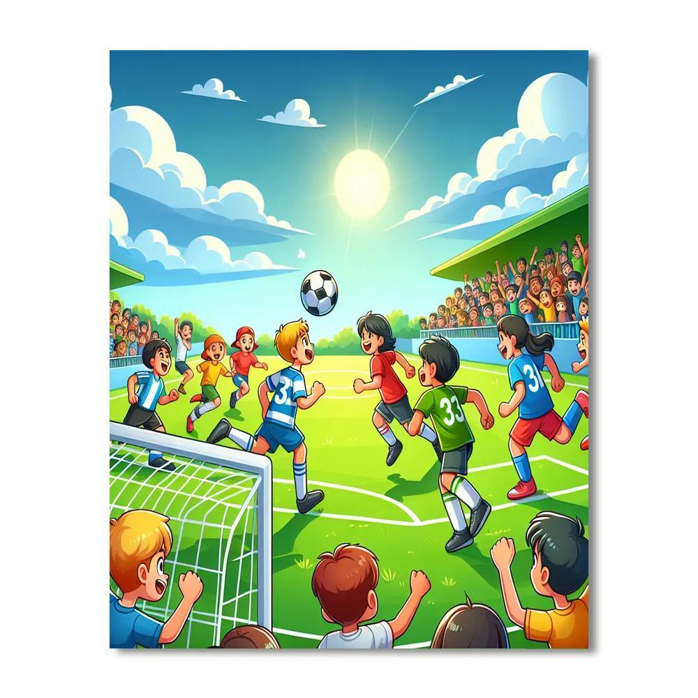 Energetic Soccer Game Paint By Numbers Art