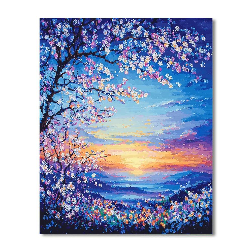 Georges Seurat Inspired Twilight Blossom Symphony  Painting Number Kit