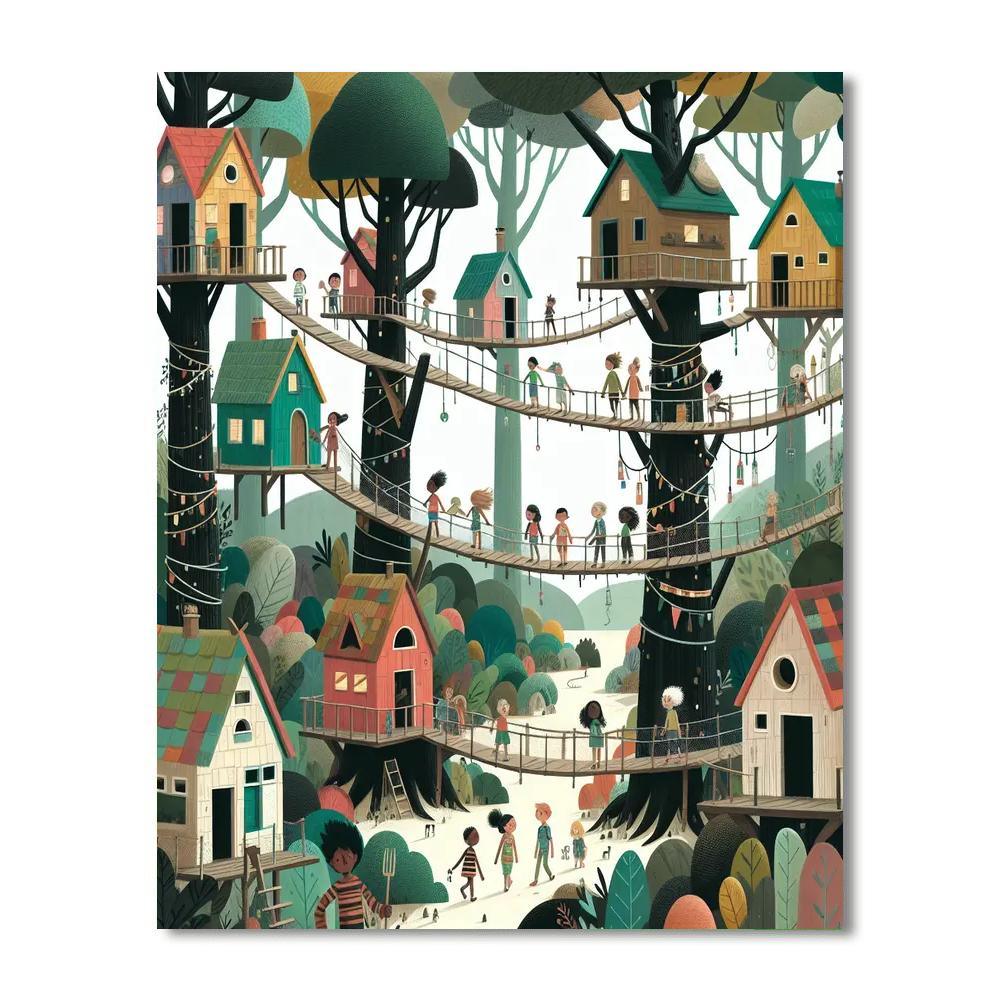 Mystical Treehouse Village Paint By Color