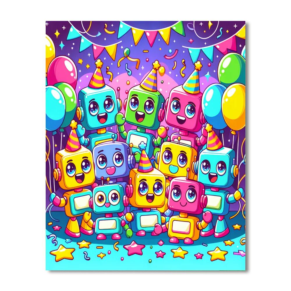 Excited Robot Friends Numbered Painting Kits