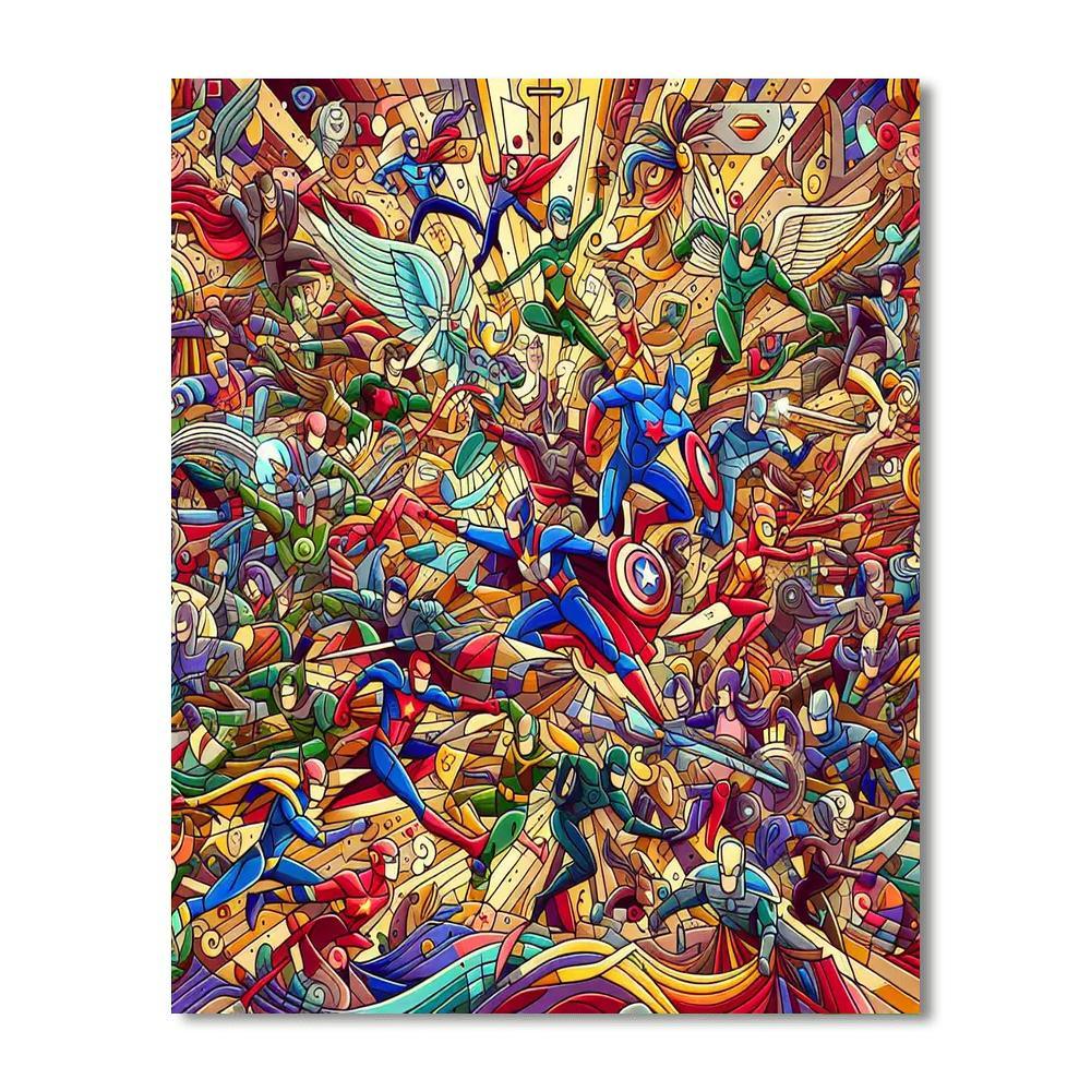 Dazzling Superhero Team Paint By Numbers Kits