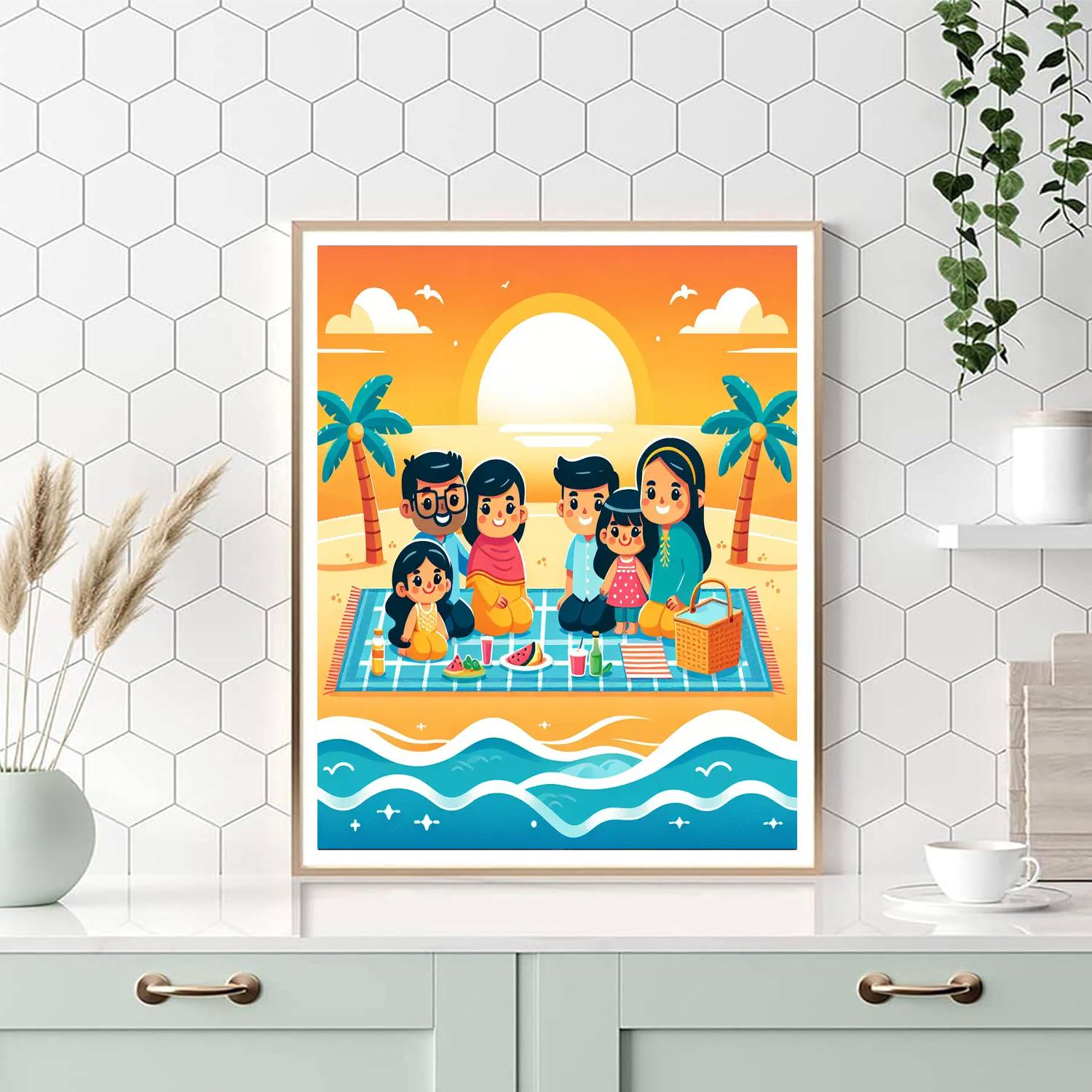 Sunset Beach Picnic Paint By Numbers