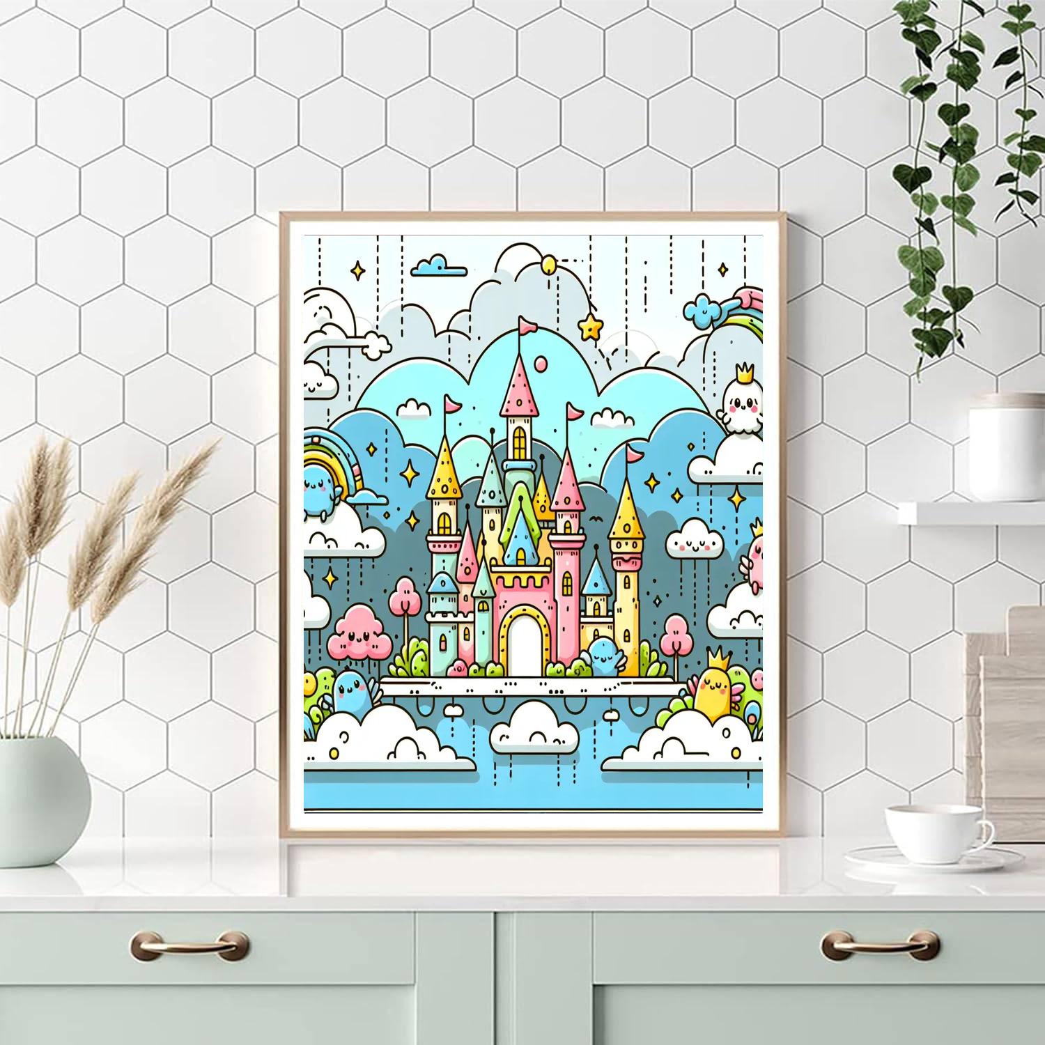 Magical Kingdom In The Clouds Paint By Numbers Art