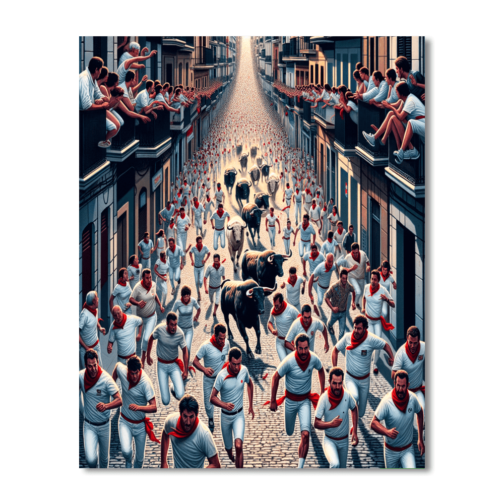 San Fermín Running Of The Bulls - Spain Number Painting
