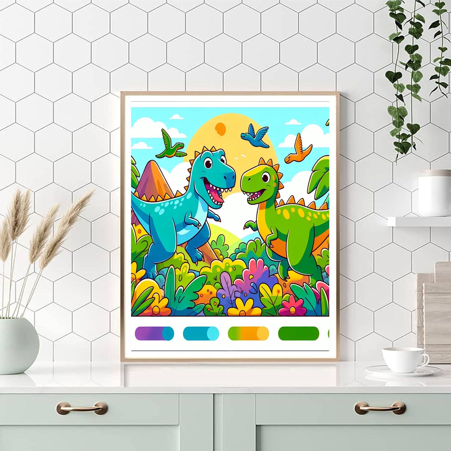 Cheerful Dinosaur Days Painting By Numbers Kit